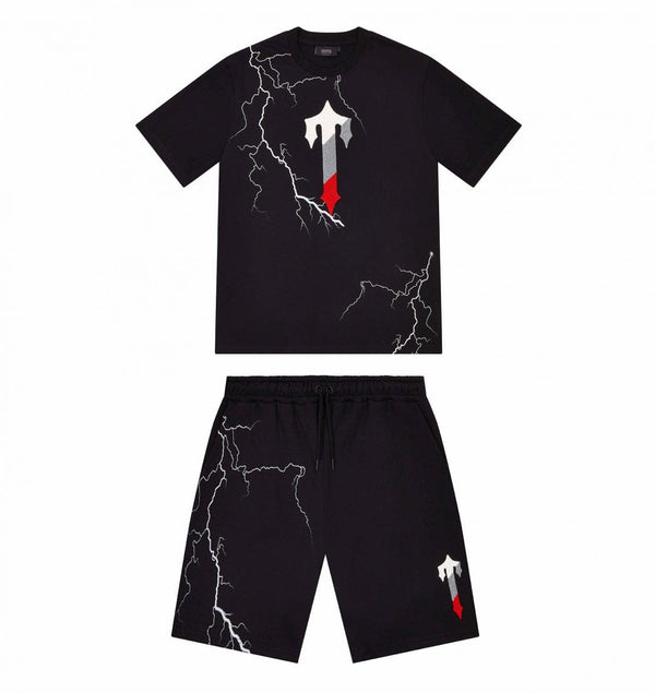 Trapstar London Irongate T Lightning Shorts Set – Black/Infrared Edition