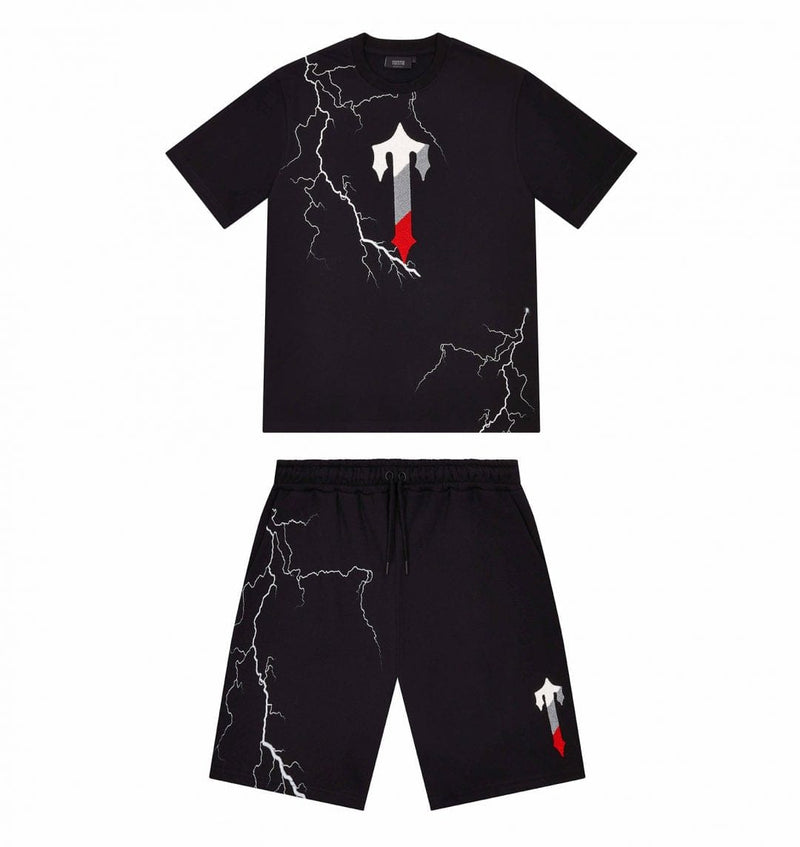 Trapstar London Irongate T Lightning Shorts Set – Black/Infrared Edition
